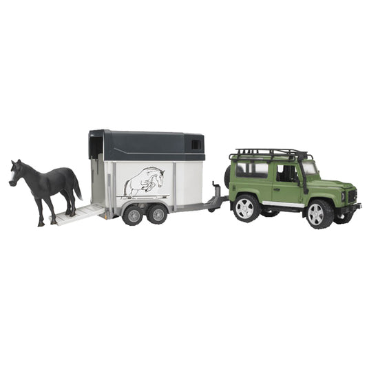 Bruder Land Rover Defender Station Wagon mit Pferdeanhänger
