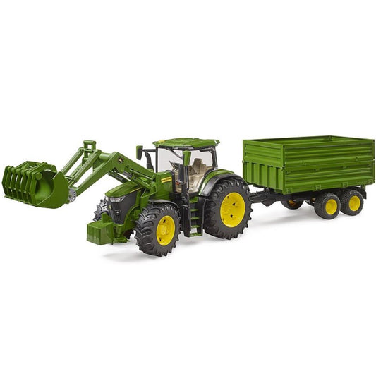 Bruder John Deere 7R 350 mit Frontlader & Tandemachstransportanhänger