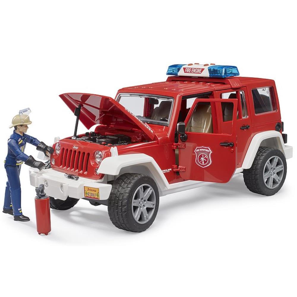 Bruder Jeep Wrangler Unlimited Rubicon Feuerwehrfahrzeug mit Feuerwehrmann