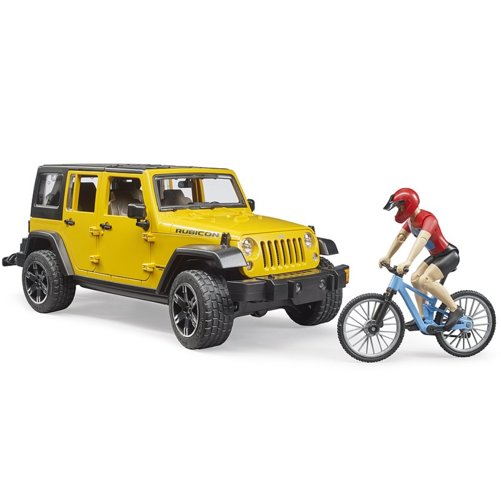 Bruder Jeep Wrangler Rubicon Unlimited mit Mountainbike & Radfahrer