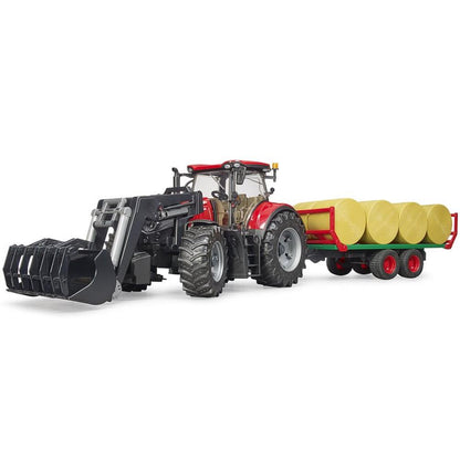 Bruder Case IH Optum 300 CVX mit Frontlader & Ballentransportanhänger